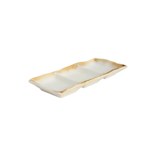 Bonna Wabi White Üç Bölmeli Dikdörtgen Sosluk 19.8 × 9 × 2.3 cm